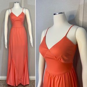 Vintage 70s House of Bianchi peach maxi dress